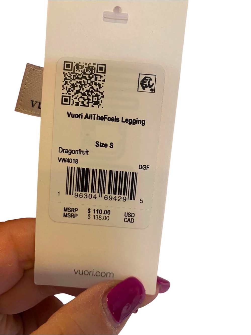 NWT Vuori All The Feels Cami Bra/Leggings Set DRAGONFRUIT Size XS/S - Picture 5 of 5